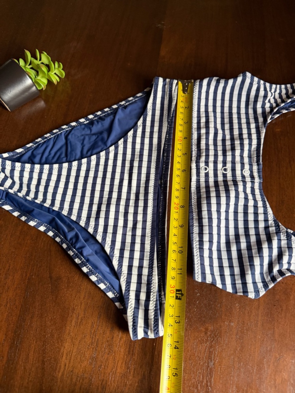 Solid & Striped Blue & White Ribbed The Elle Button Top & Bottom Set Size Small - Picture 3 of 7